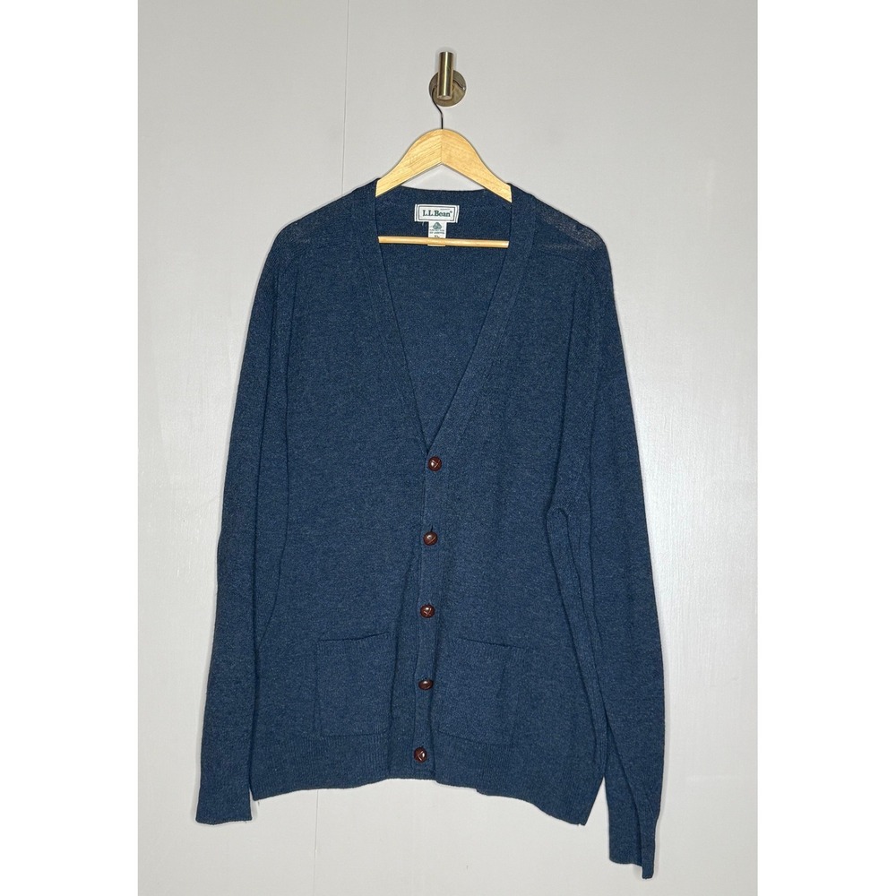 Grandpa Core Wool Cardigan L.L.Bean Men's XL Blue Made Scotland